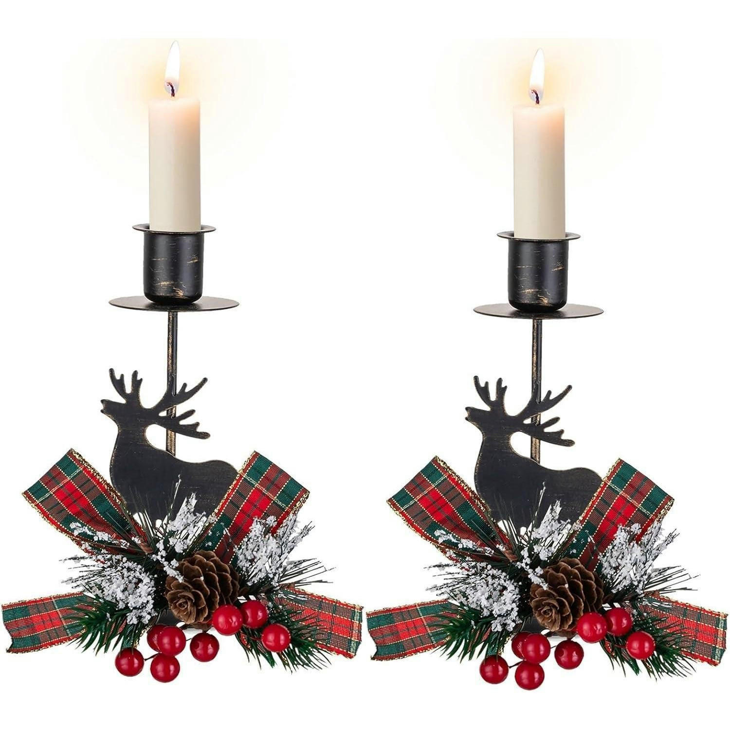 KERZENSTÄNDER 2-teiliges Set Hirsch Geweih Schwarz 15 cm - Schwarz, Metall (8/15/8cm)