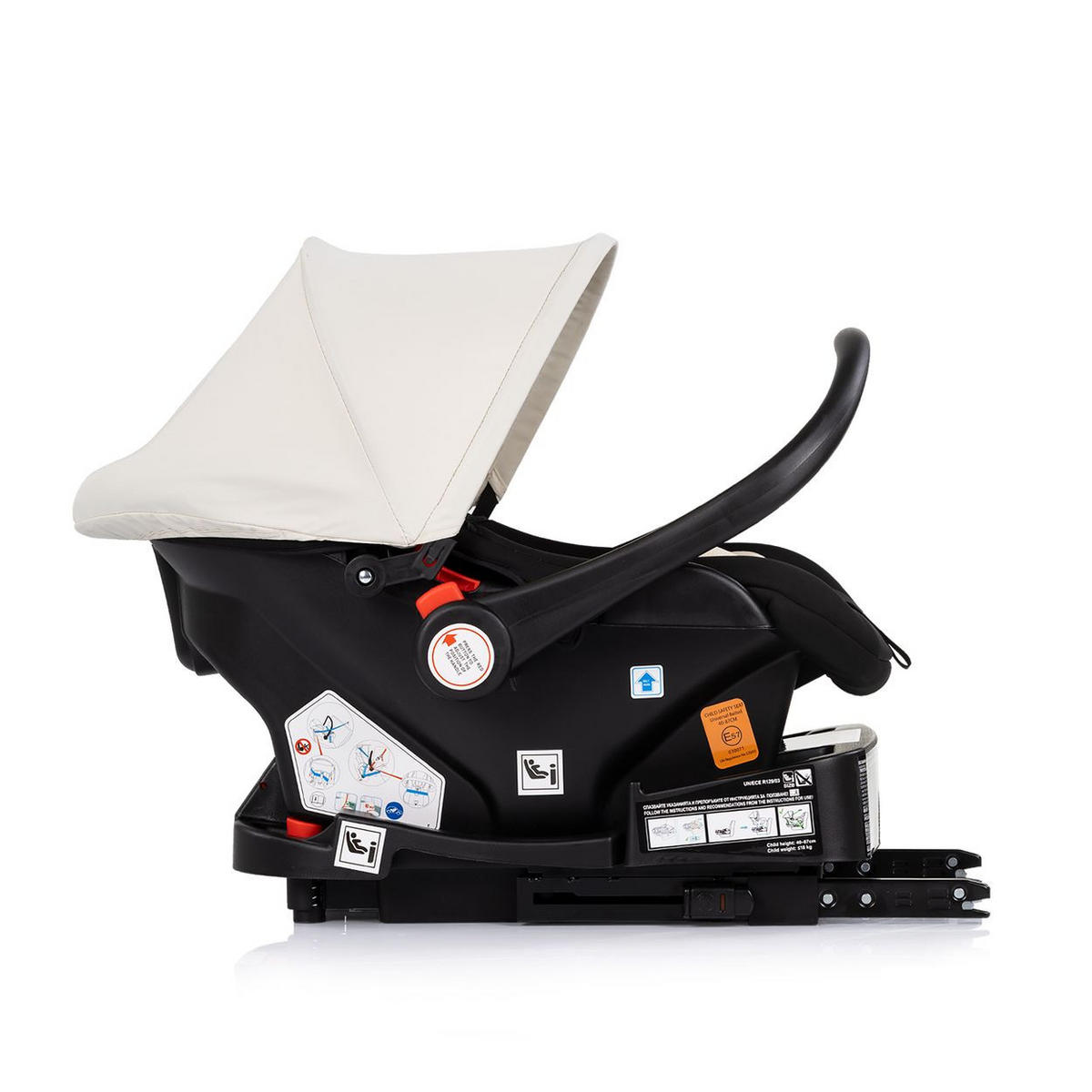 BABYSCHALE Amore i-Size Gr. 0+ beige-schwarz (0 - 13 kg) Kissen Griff verstellbar - Beige, Kunststoff (40/56/62cm) - Chipolino