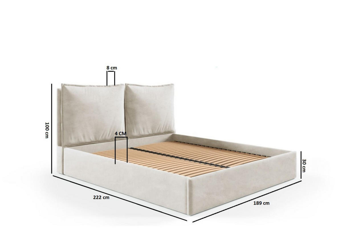 POLSTERBETT Glam Dunkelblau 180x200 cm, mit Bettkasten und Kopfteil aus Kissen - Dunkelblau, Holzwerkstoff/Textil (180/200cm) - Bettso
