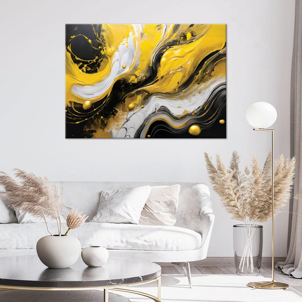 WANDBILD gelbe schwarze abstrakte loft textur - Gelb, Textil (120/80cm) - Feeby