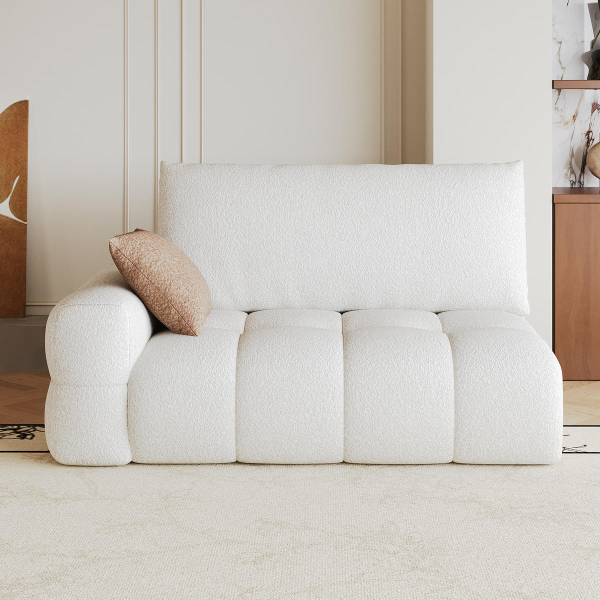 SOFAELEMENT DE-34768 linke 2‑Sitzer Cremeweiß - Creme, Textil (105/86/130cm) - ComfortXL