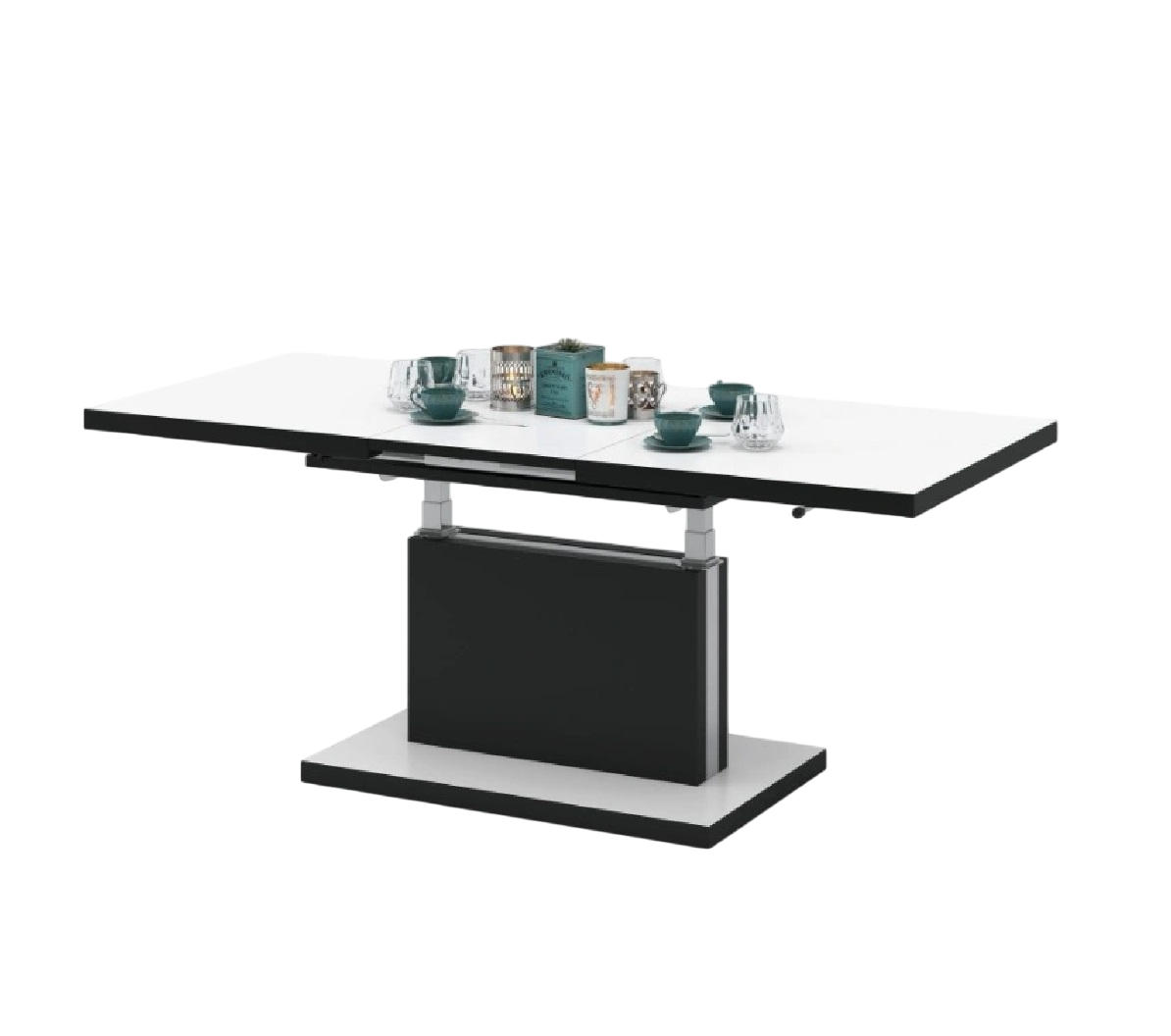 COUCHTISCH rechteckig Weiß matt - Schwarz matt ausziehbar höhenverstellbar - Schwarz/Weiß, Holzwerkstoff (80/120/56cm) - designimpex