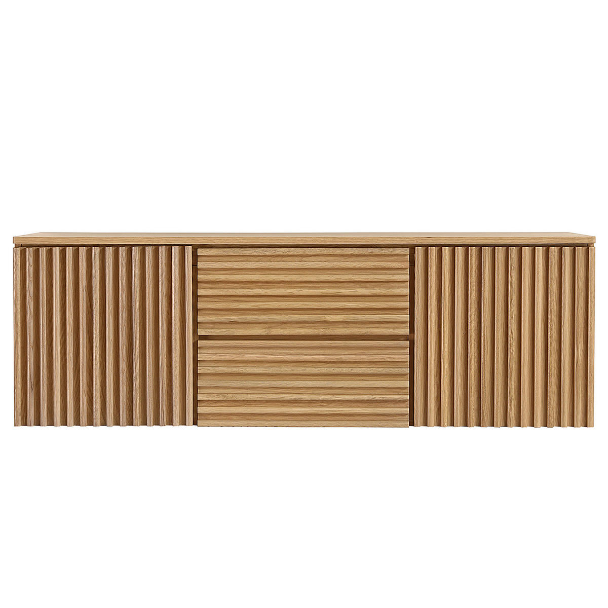 DOPPELWASCHTISCH - Echtholzfurnier - Eiche - Ohne Becken & Armatur - Braun, Holzwerkstoff (160/52/50cm) - home24