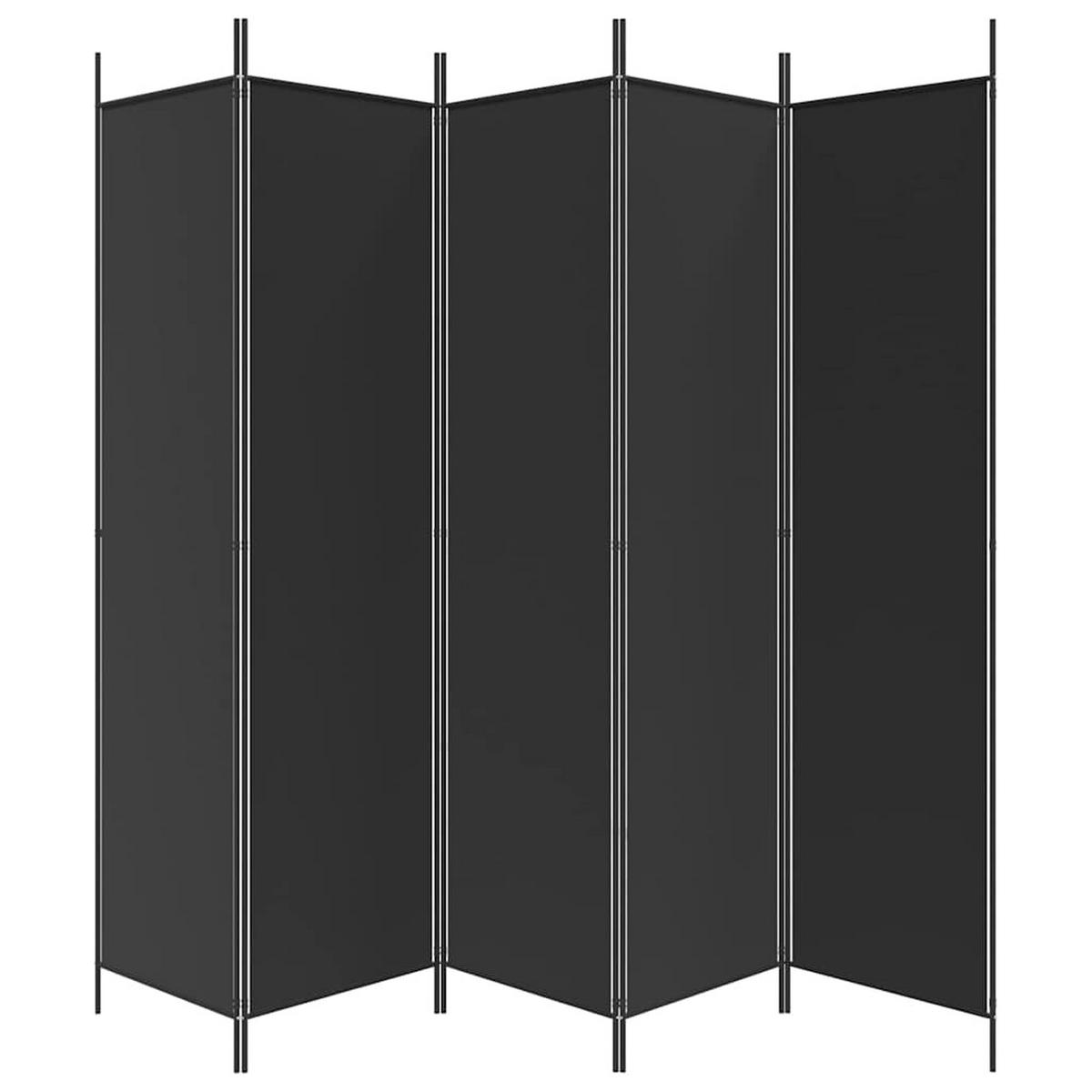 PARAVENT 5-teilig Schwarz 250/200 Cm Stoff - Schwarz, Textil (250/200/0.1cm) - vidaXL