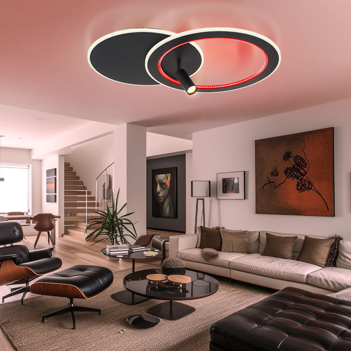 LED DECKENLEUCHTE Marian Schwarz Metall - Schwarz, Metall (69.5/49.2/13.5cm) - Globo Lighting