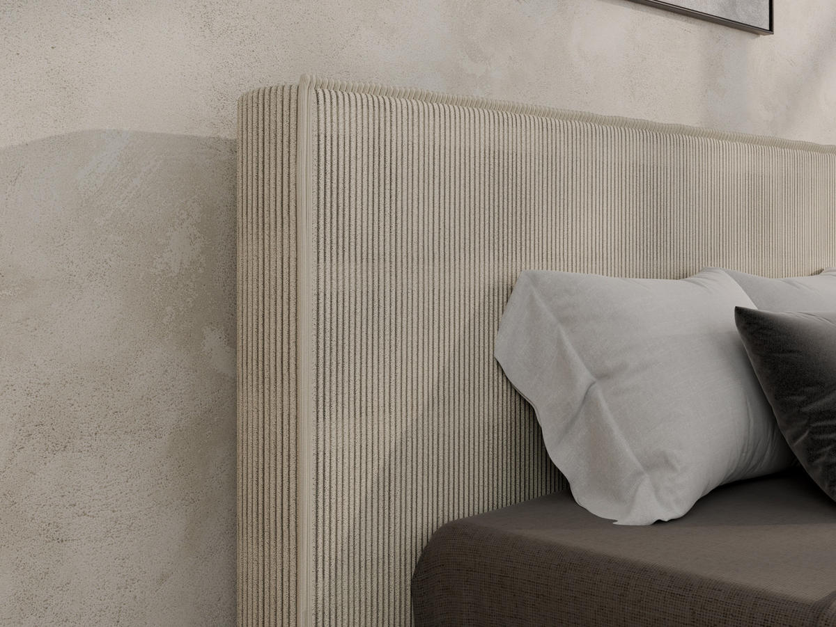 POLSTERBETT SANA 140x200cm Elegantes Polsterbett für modernen Wohnstil , Taschenfederkernmatratze mit kokos KORNOS (20cm), beige - Beige, Holz (140/200cm) - Panda Möbel