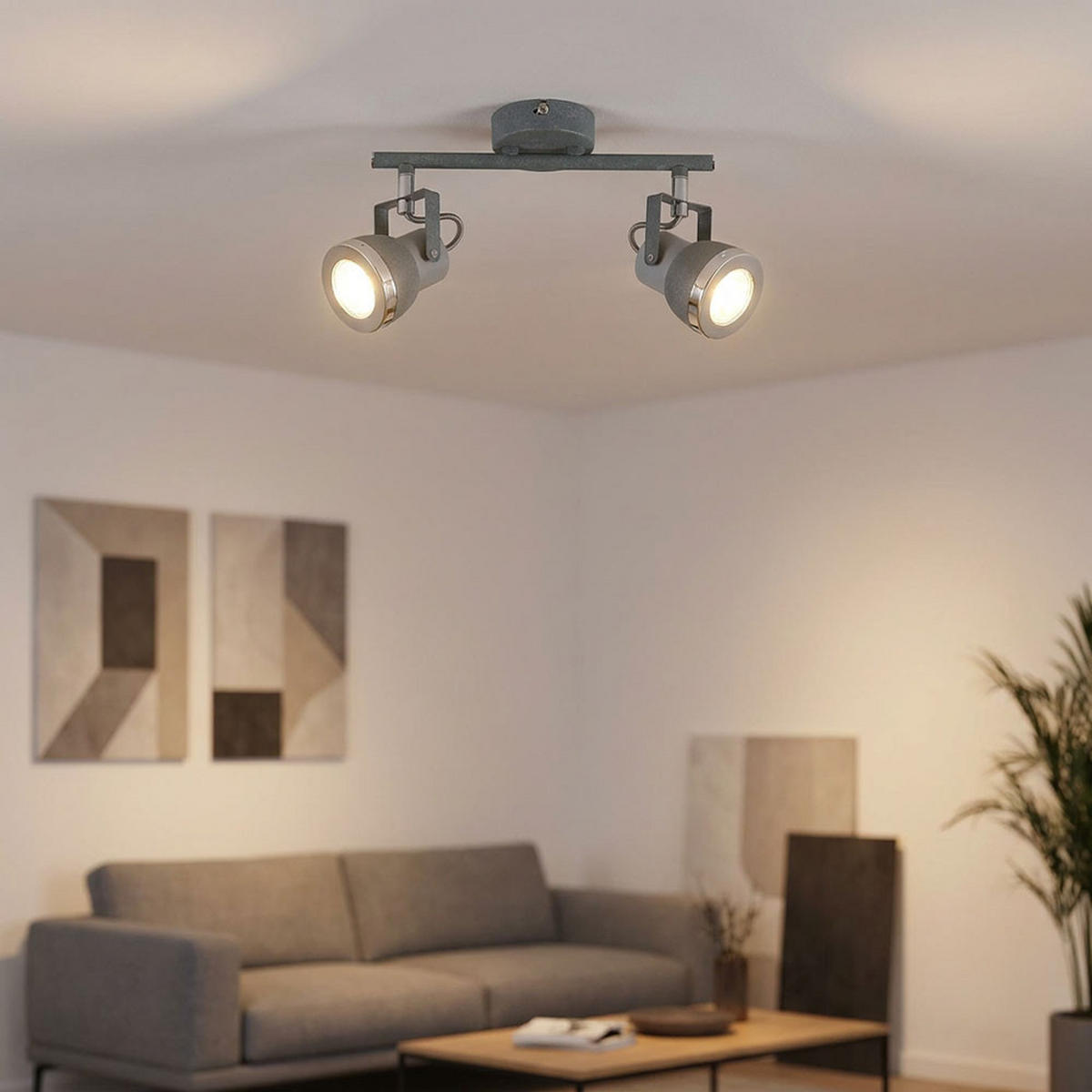 LED DECKENLEUCHTE Steingrau Chrom - Grau, Metall (26/8/18.5cm) - Globo Lighting