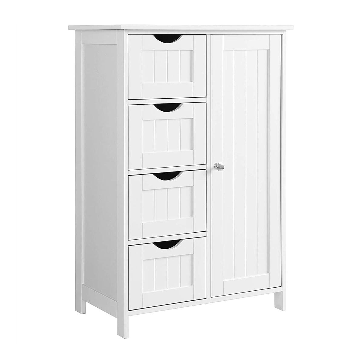 MIDISCHRANK mit 1 Tür und 4 Schubladen - L55cm - Weiß, Holzwerkstoff (30/81/55cm) - Calicosy