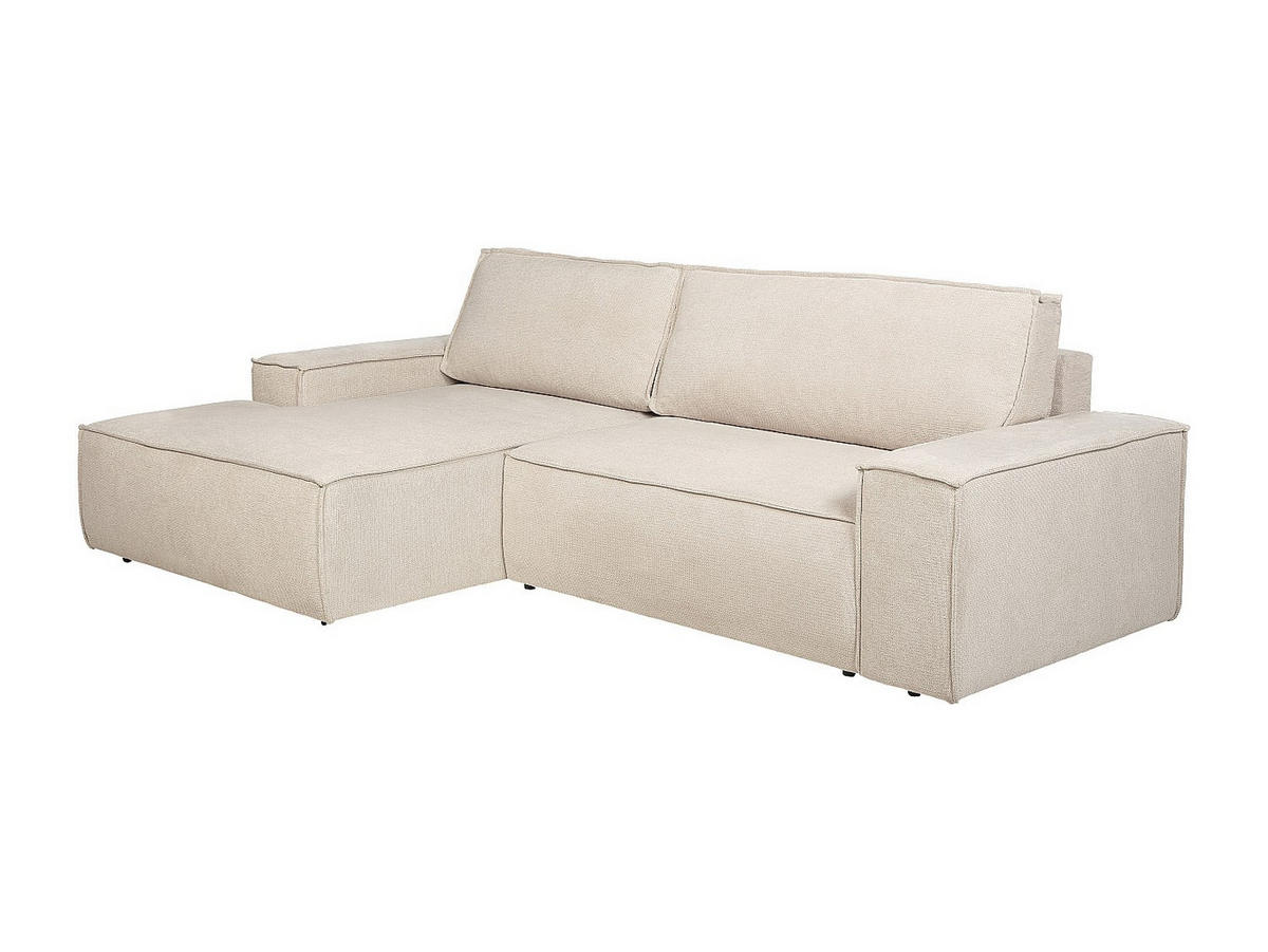 ECKSOFA mit Schlaffunktion - Ecke links - Strukturstoff - Beige - AMELIA - Beige, Textil (167/267cm) - Vente-Unique