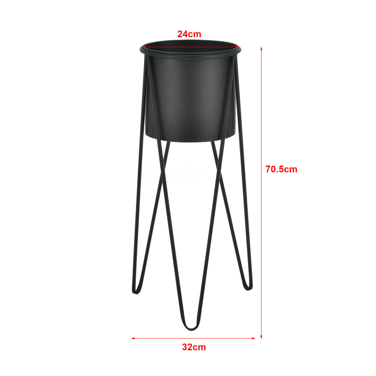 PFLANZSTÄNDER-SET 2 TLG. Hedera - Schwarz, Metall (32/70.5/32cm) - [en.casa]