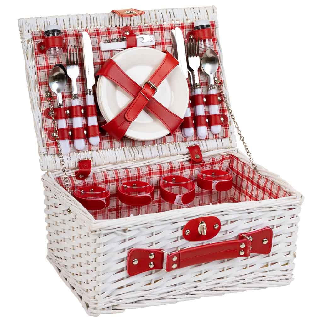 PICKNICKKORB, weiß, 40x28x19cm - Weiß, Naturmaterialien (40/20/28cm) - Wanderlust