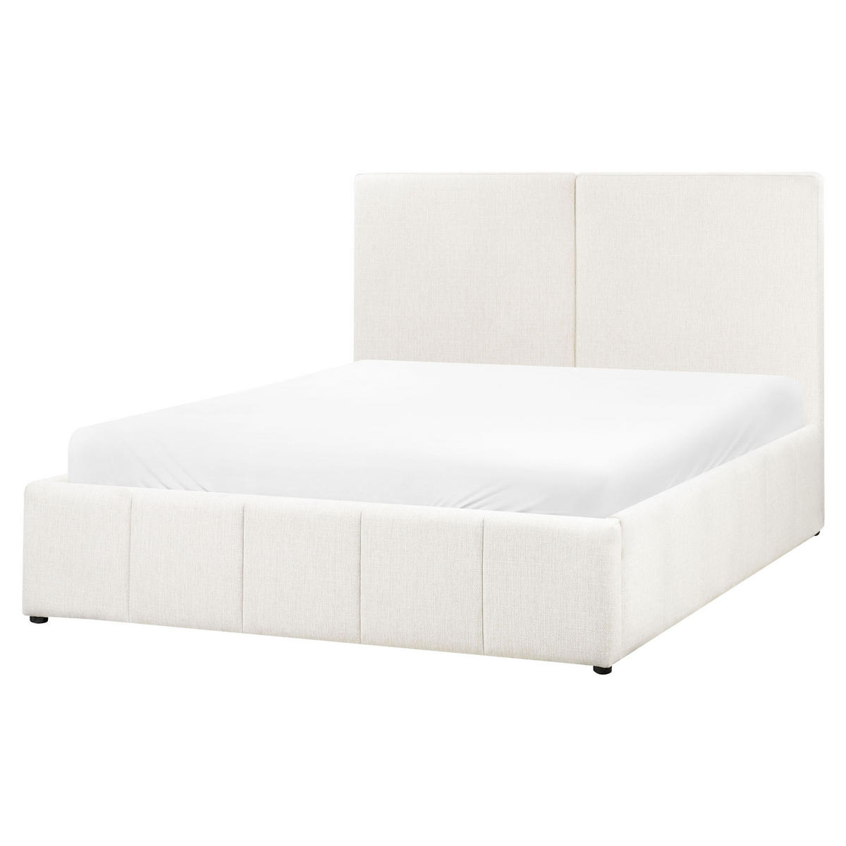 BETT mit Stauraum 160/200 cm Stoff Cremeweiß Castelnavet - Creme, Textil (160/200cm) - Beliani
