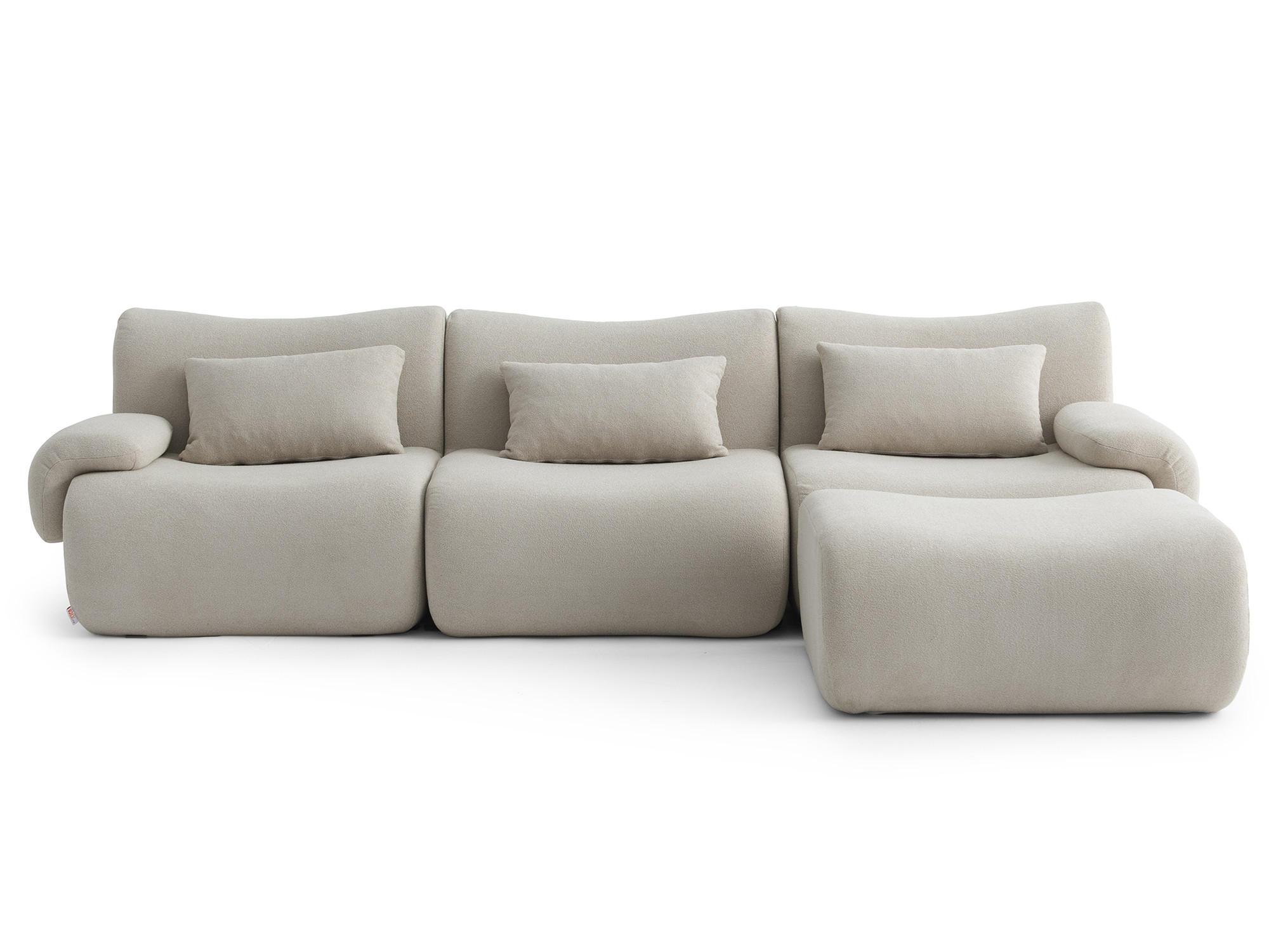 ECKSOFA Bouclé-Stoff Steinbeige - Greige, Textil (281/190cm) - MILYsofa