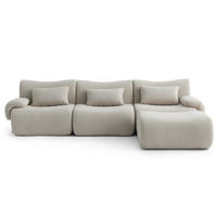 ECKSOFA Bouclé-Stoff Steinbeige - Greige, Textil (281/190cm) - MILYsofa