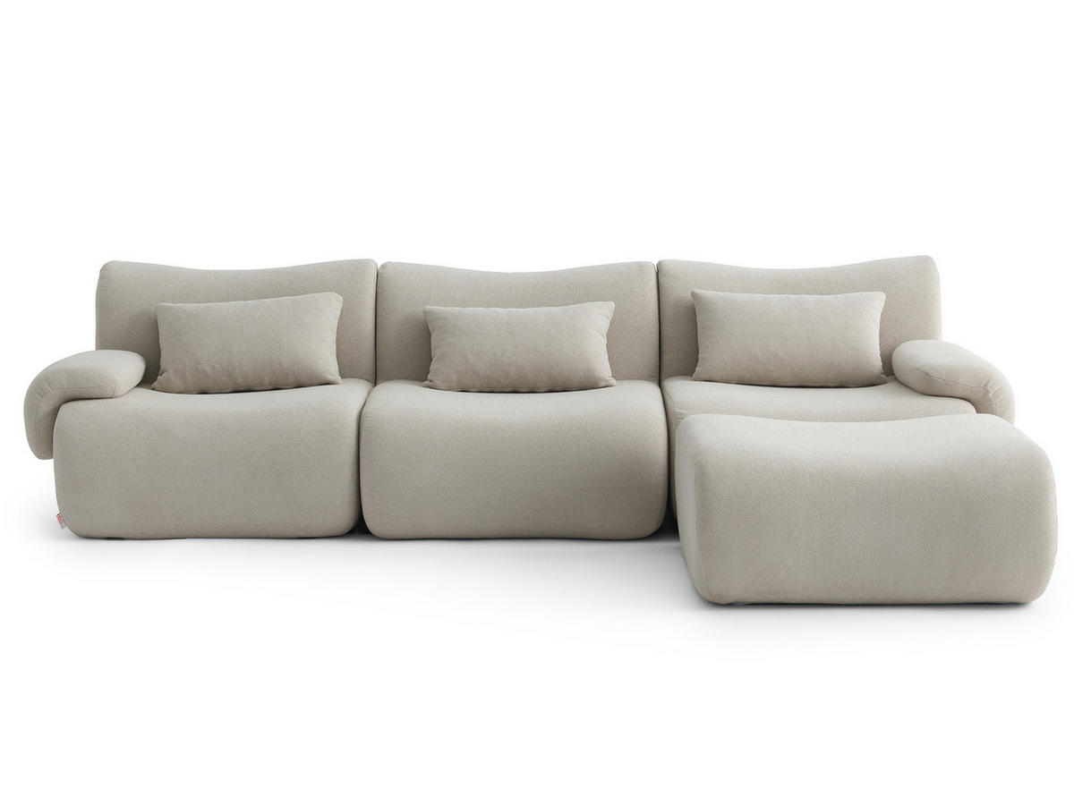 ECKSOFA Bouclé-Stoff Steinbeige - Greige, Textil (281/190cm) - MILYsofa