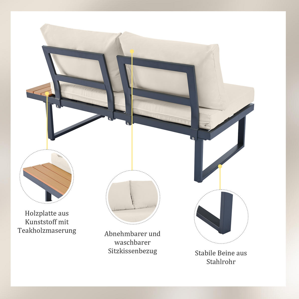 FREIZEITSET Eck Grau+Schwarz Mit 5-Stufen Liegefunktion - Beige, Textil - FLIEKS