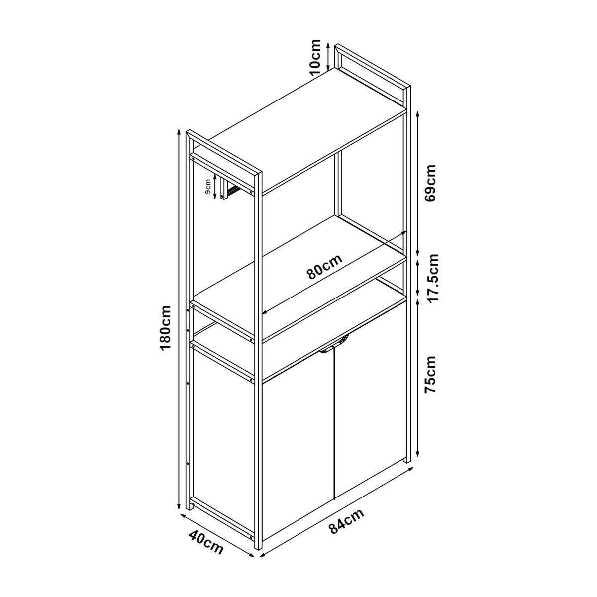GARDEROBENSTÄNDER Larem - Eichefarben/Schwarz, Holzwerkstoff/Metall (84/180/40cm) - [en.casa]