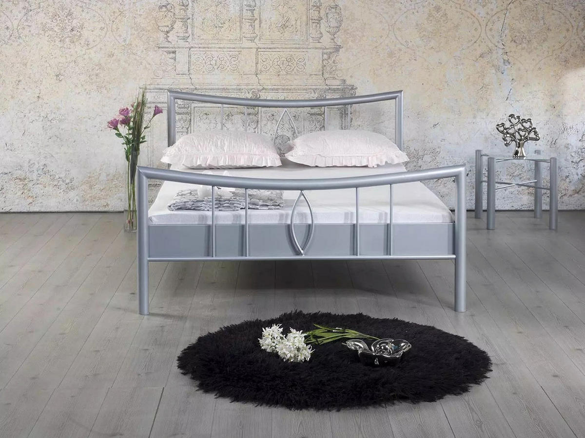 METALLBETT Luisa / 140 x 200 cm / dunkelgrau - Anthrazit, Metall (140/200cm) - BED BOX