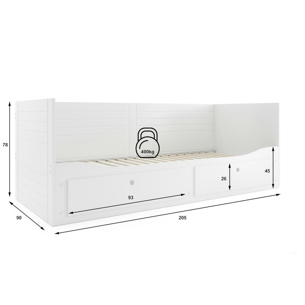 Thumbnail - Interbeds Tagesbett, Weiß, Holzwerkstoff, 2 Schubladen, 160x200 cm, Kinder- & Jugendzimmer, Jugendmöbel, Jugendbetten