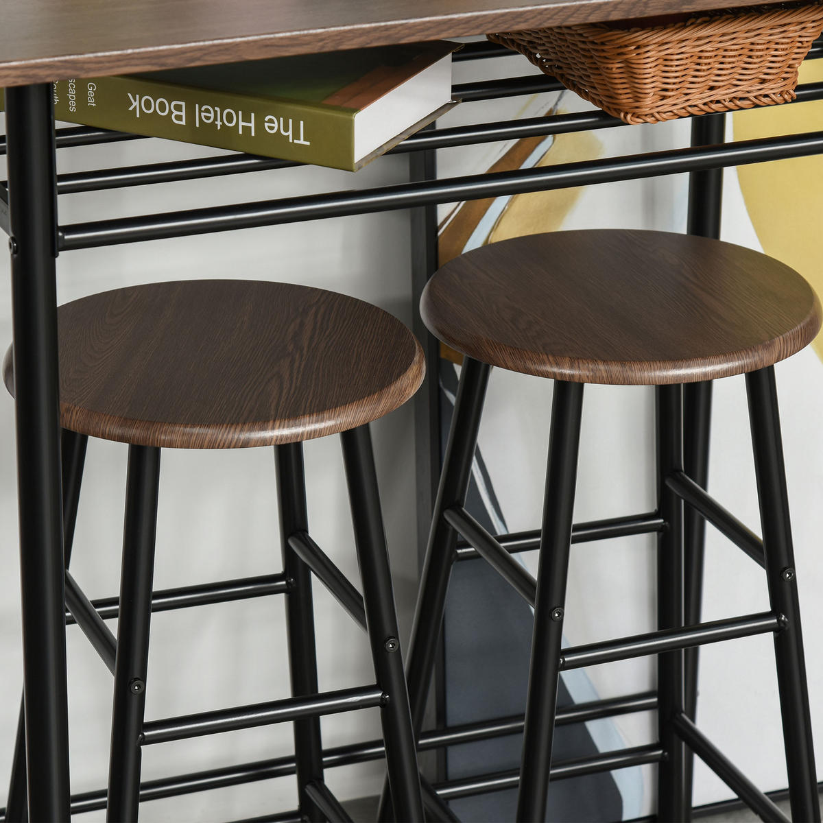 BARTISCH mit Barhocker Set - Schwarz, Holzwerkstoff (50/90/80cm) - HOMCOM