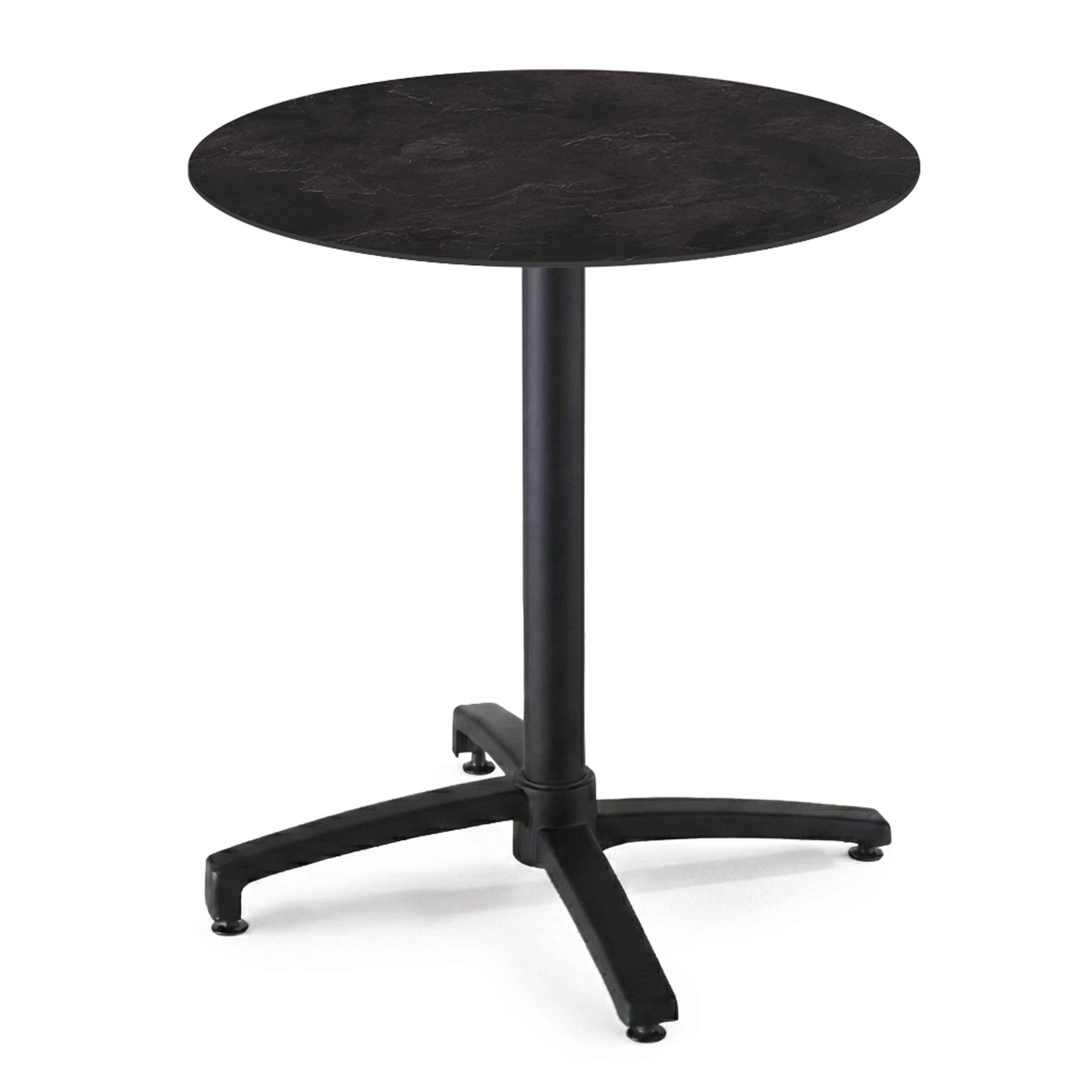 GARTENTISCH rund, Schiefer - Schwarz, Holzwerkstoff (70/70/72cm) - Oviala