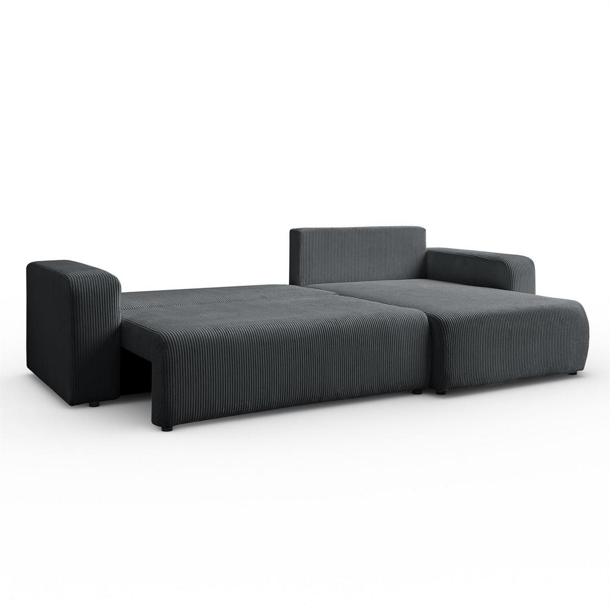 ECKSOFA Gepolstertes PRESTIGE XL mit Schlaffunktion und Bettkasten, Poso 34 - Dunkelgrau, Textil (277/143cm) - Lookway