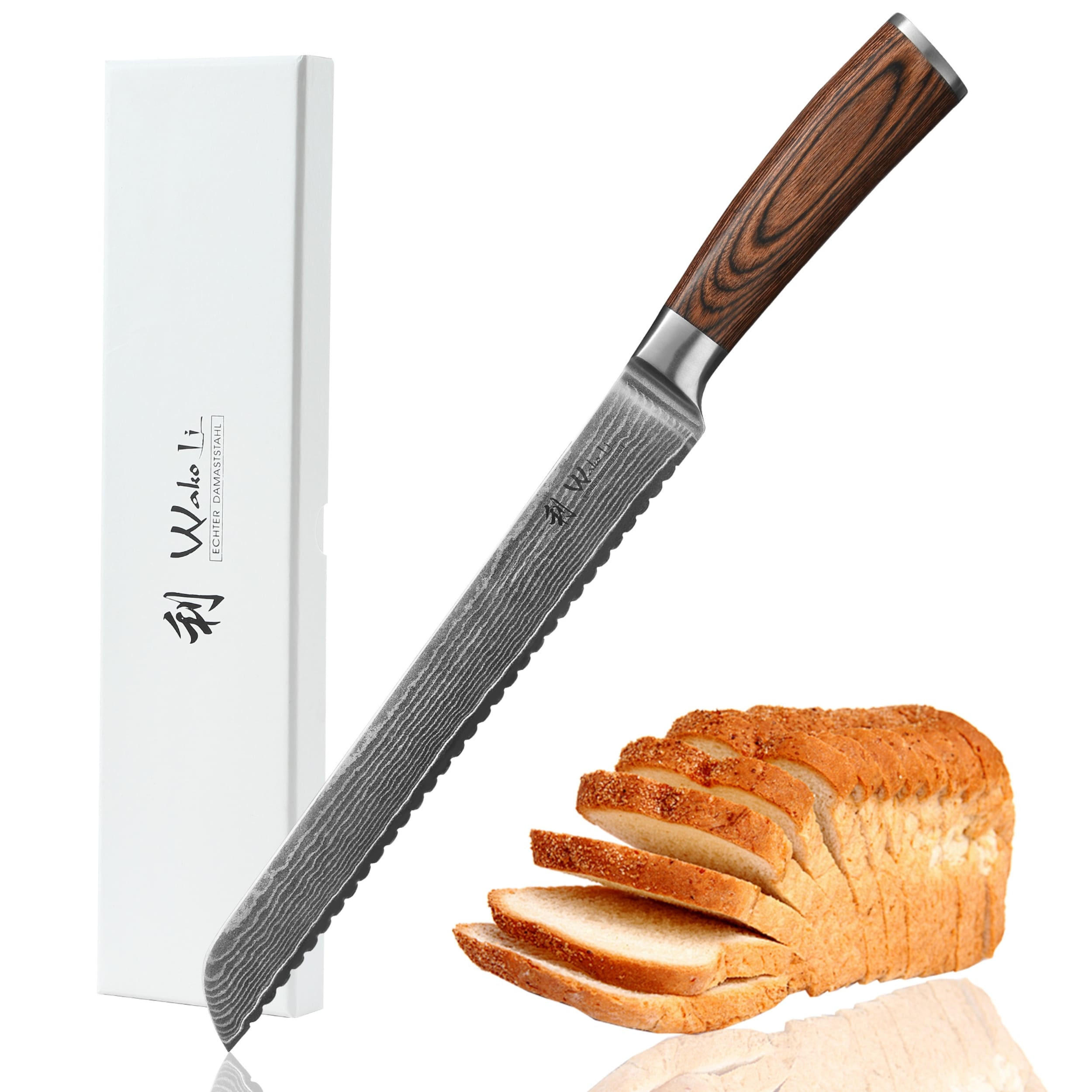 BROTMESSER lang Damast I EDIB - Braun, Holz/Metall (30cm) - Wakoli