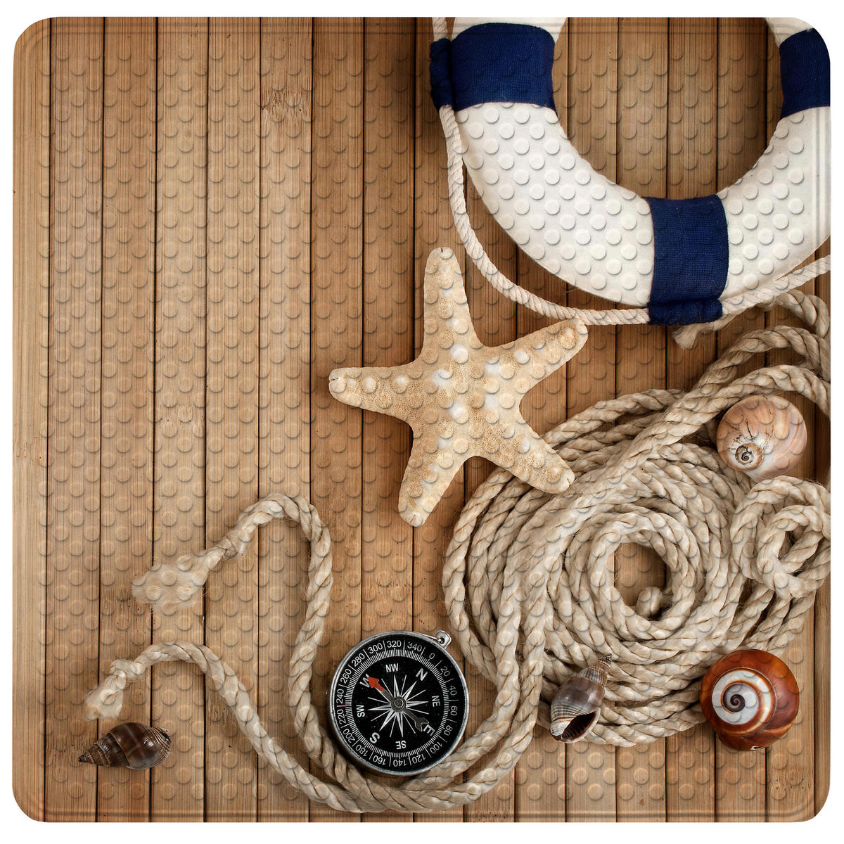 BADEMATTE Maritime - Beige, Kunststoff (53/53cm) - Sanilo