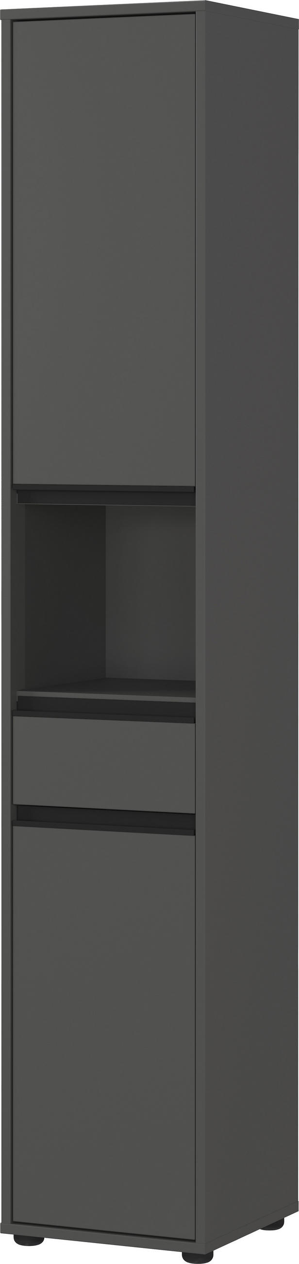 HOCHSCHRANK HAMBURG Soft-Close Modern 33x181x34 cm Graphit - Schwarz, Holzwerkstoff (33/181/34cm) - KADIMA DESIGN