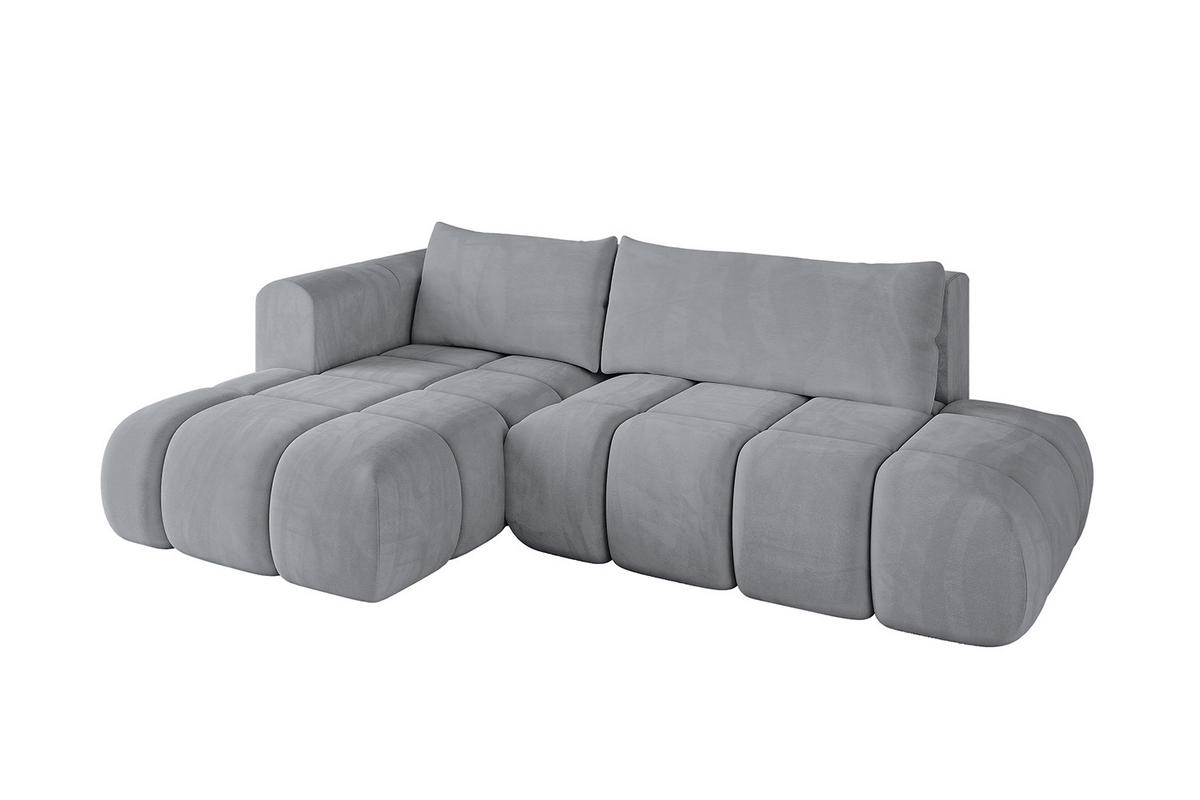 ECKSOFA Ottomane Links CLOUD-L 289x180x40 Hellgrau Velours - Hellgrau, Holzwerkstoff/Kunststoff (180/289cm) - ALTDECOR
