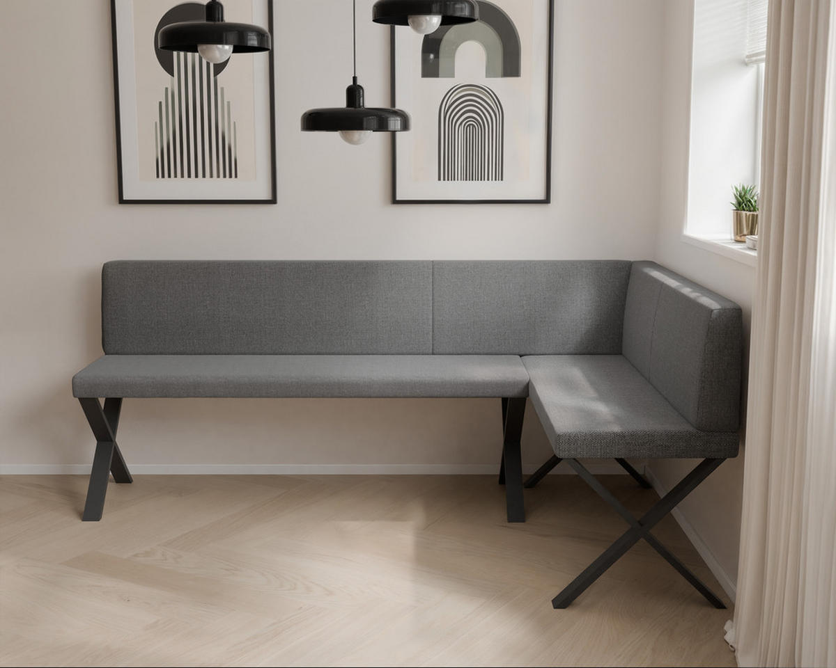 ECKBANK rechts VERO X Webstoff glatt, 142/196 cm Dunkelgrau - Dunkelgrau, Textil/Metall (142/196cm) - Idohome