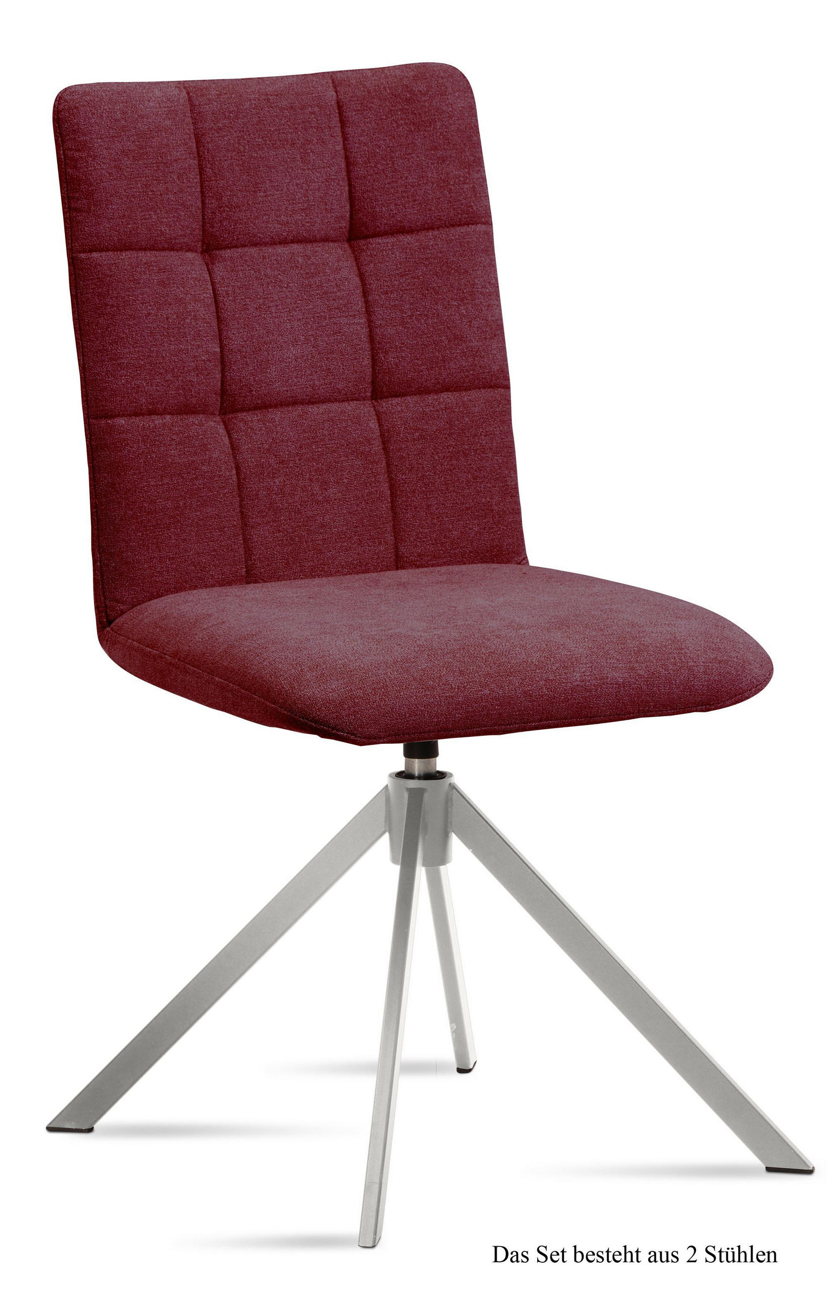 ESSZIMMERSTUHL drehbar (2er-Set) Drucie 47x91x60 Edelstahl/Marsala - Edelstahlfarben/Brombeere, Kunststoff (60/91/47cm) - 58aufmkessel