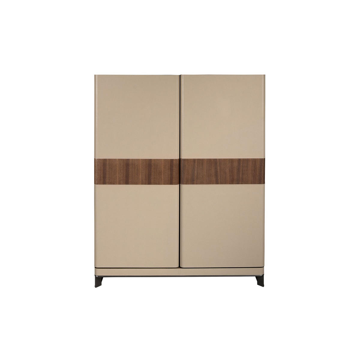 HIGHBOARD aus Leder, Nussbaum und poliertem Stahl 120/50/150 cm - Silberfarben/Walnussfarben, Leder/Holz (120/150/50cm) - ANGEL CERDA