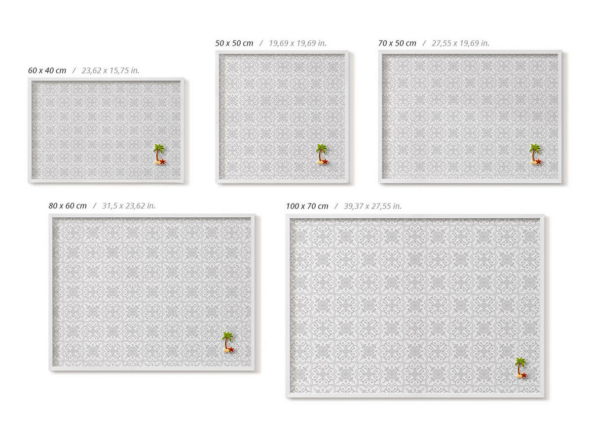 MAGNETTAFEL 60x40 cm Weißer Rahmen Regulares Ornamentmuster - Anthrazit, Metall (60/50/0.4cm) - TULUP
