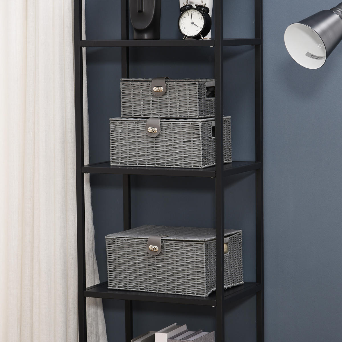 AUFBEWAHRUNGSKORB 3er Set PP Metall Grau - Grau, Metall (28.5/18/35.5cm) - HOMCOM