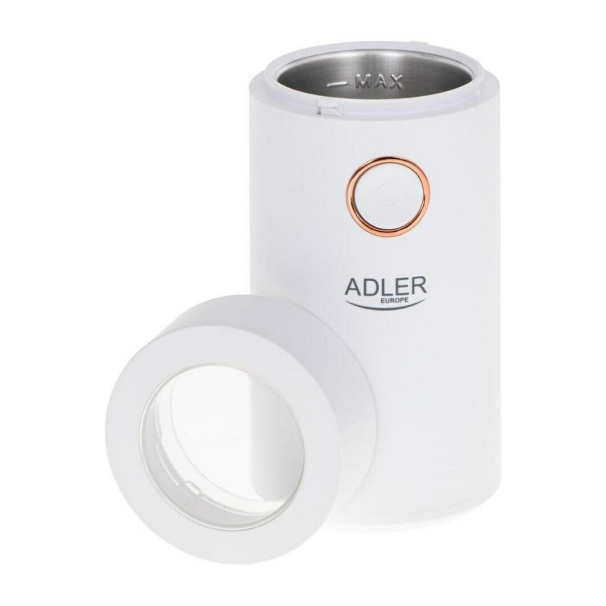KAFFEEMÜHLE AD4446WG Weiß 150 W 75 g Elektrisch Edelstahl Mahlwerk - Weiß, Kunststoff/Metall (12/25/15cm) - Adler