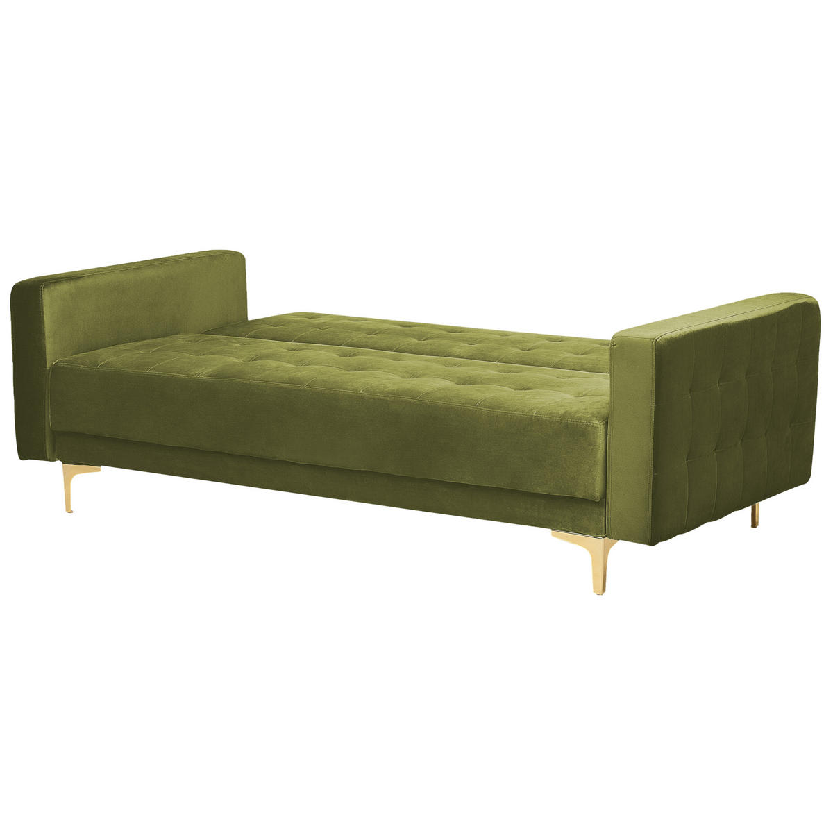 3-SITZER-SCHLAFSOFA Samtstoff grün Aberdeen - Goldfarben/Grün, Textil (186/83/88cm) - Beliani