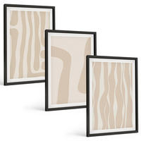 BILDER SET 3er Set - 40x60 cm Schwarzer Rahmen - Abstrakte Boho-Muster - Schwarz, Kunststoff (40/60cm) - TULUP