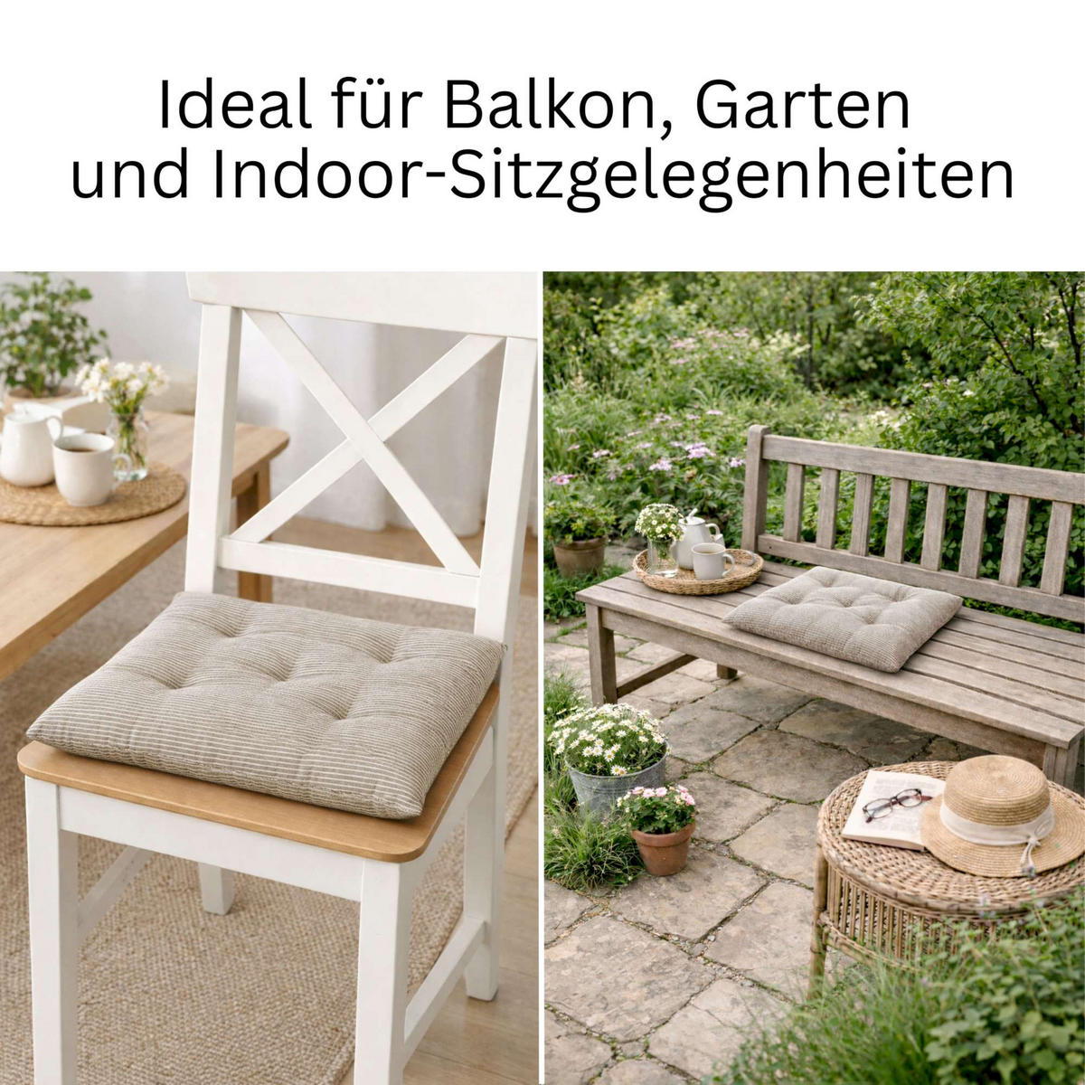 SITZKISSEN 4er Set Needlestripe braun - 40x40 cm - Braun, Textil (40/40/3cm) - Esprit
