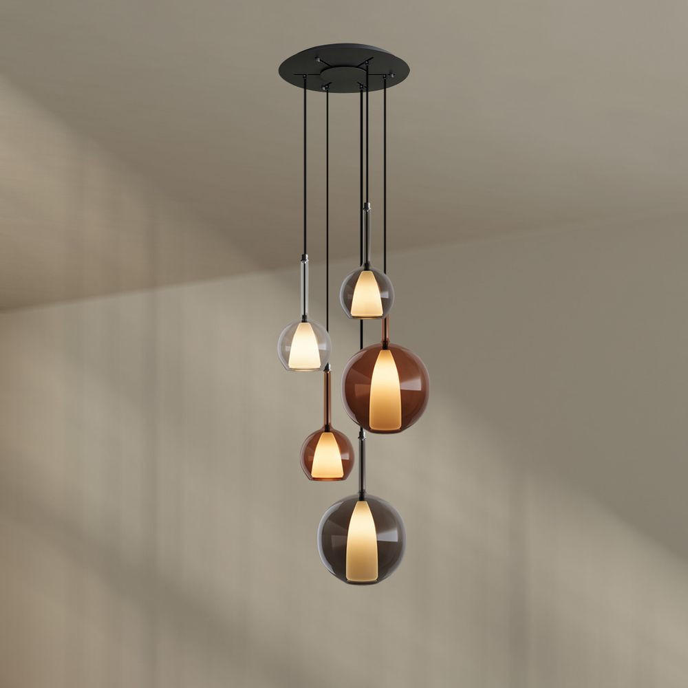 GALERIELEUCHTE Belluna 5-flammig Mehrfarbig Ø 14/24cm - Multicolor, Glas (24/24/45cm) - s.luce