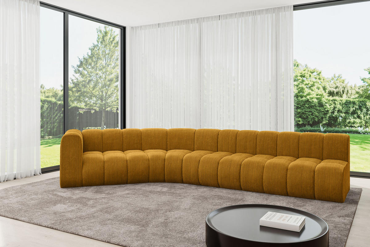 ECKSOFA modulares Sofa Karex-L2 - 399x194x70 cm Senfgelb - Currygelb, Holzwerkstoff/Textil (399/194cm) - ALTDECOR