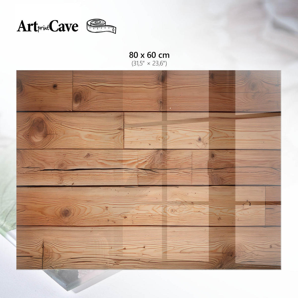 GLASPLATTE 80x60 cm – Holzhintergrund - Braun, Glas (0.4/80/60cm) - ArtPrintCave