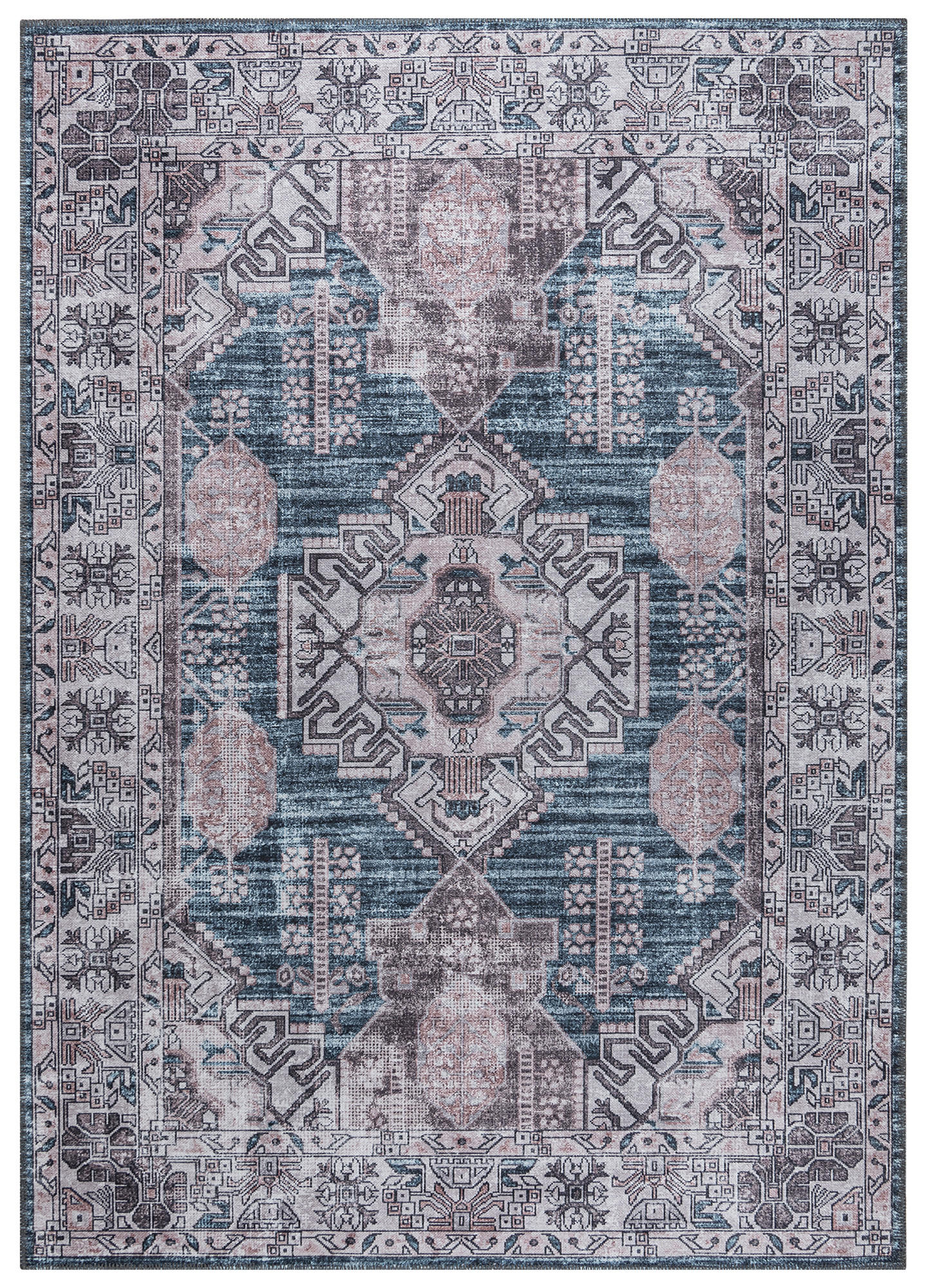 TEPPICH DUBAI petrol orientalisch 120/180 cm - Petrol, Textil (120/180cm) - Tapiso