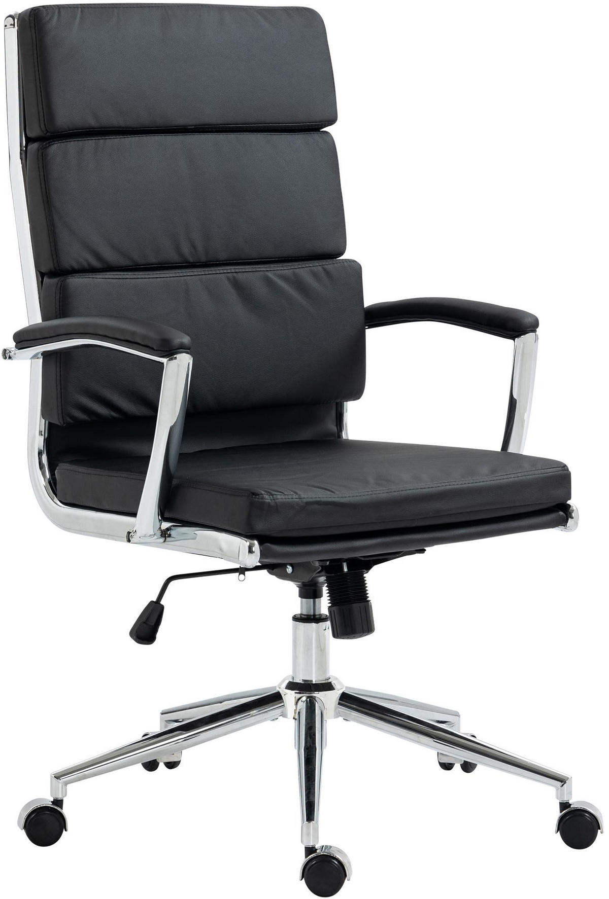 CHEFSESSEL Lederlook schwarz - Chromfarben/Schwarz, Textil/Metall (61/107/65cm) - CLP