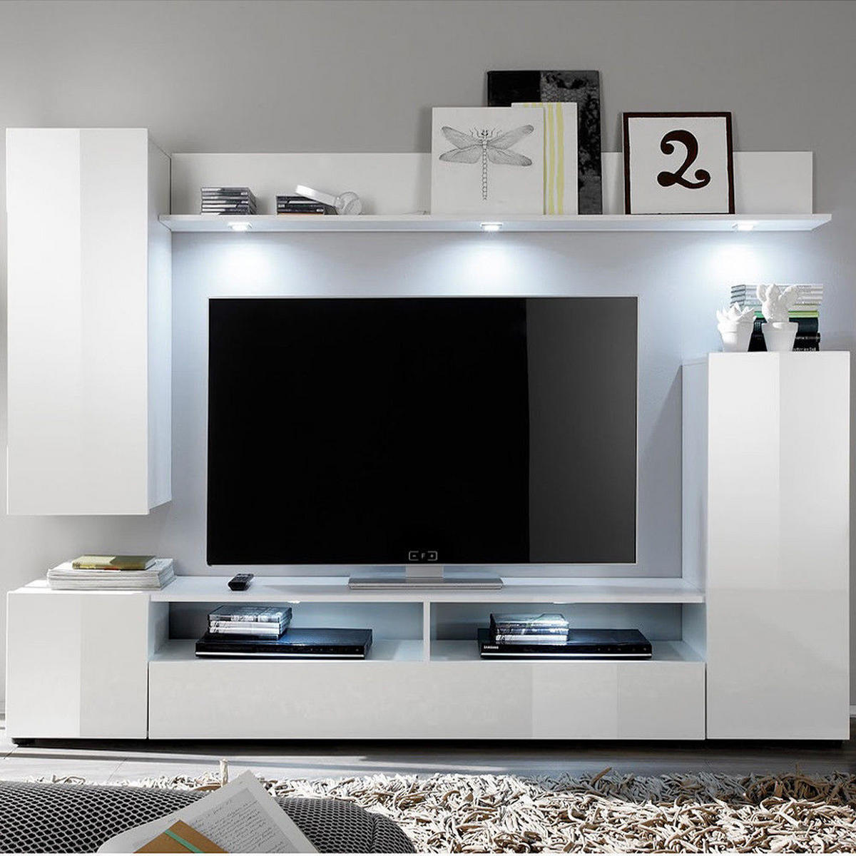 WOHNWAND Dos Weiß - Weiß, Holzwerkstoff (208/165/34cm) - Trendteam