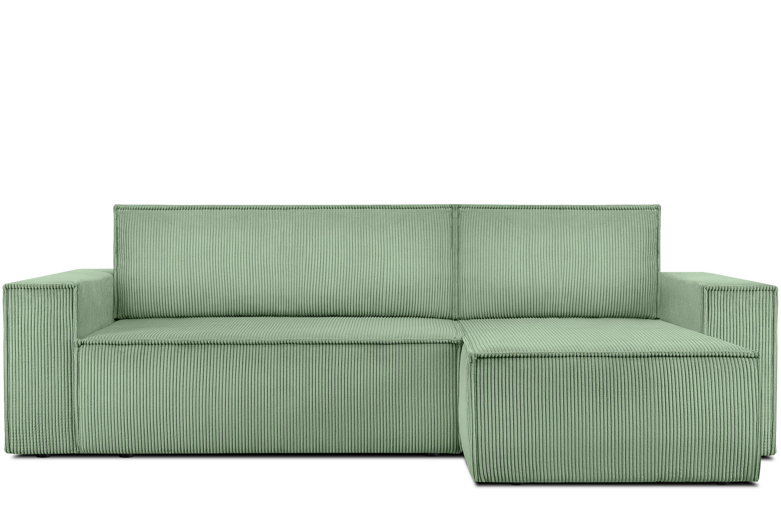 ECKSOFA-LINKS/RECHTS NAPI Schlaffunktion mit Cordbezug, mintfarben - Schwarz/Mintgrün, Textil (262/148cm) - KONSIMO®