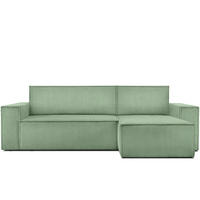 ECKSOFA-LINKS/RECHTS NAPI Schlaffunktion mit Cordbezug, mintfarben - Schwarz/Mintgrün, Textil (262/148cm) - KONSIMO®
