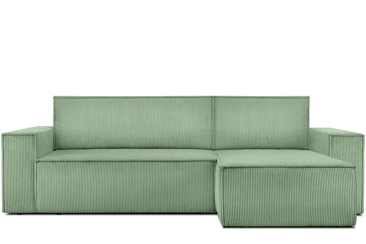 ECKSOFA-LINKS/RECHTS NAPI Schlaffunktion mit Cordbezug, mintfarben - Schwarz/Mintgrün, Textil (262/148cm) - KONSIMO®