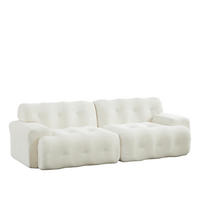 POHOVKA 224/104/66 cm béžová z chenille s oblými hranami a prošíváním s knoflíky - béžová, textil (104/66/224cm) - OKWISH
