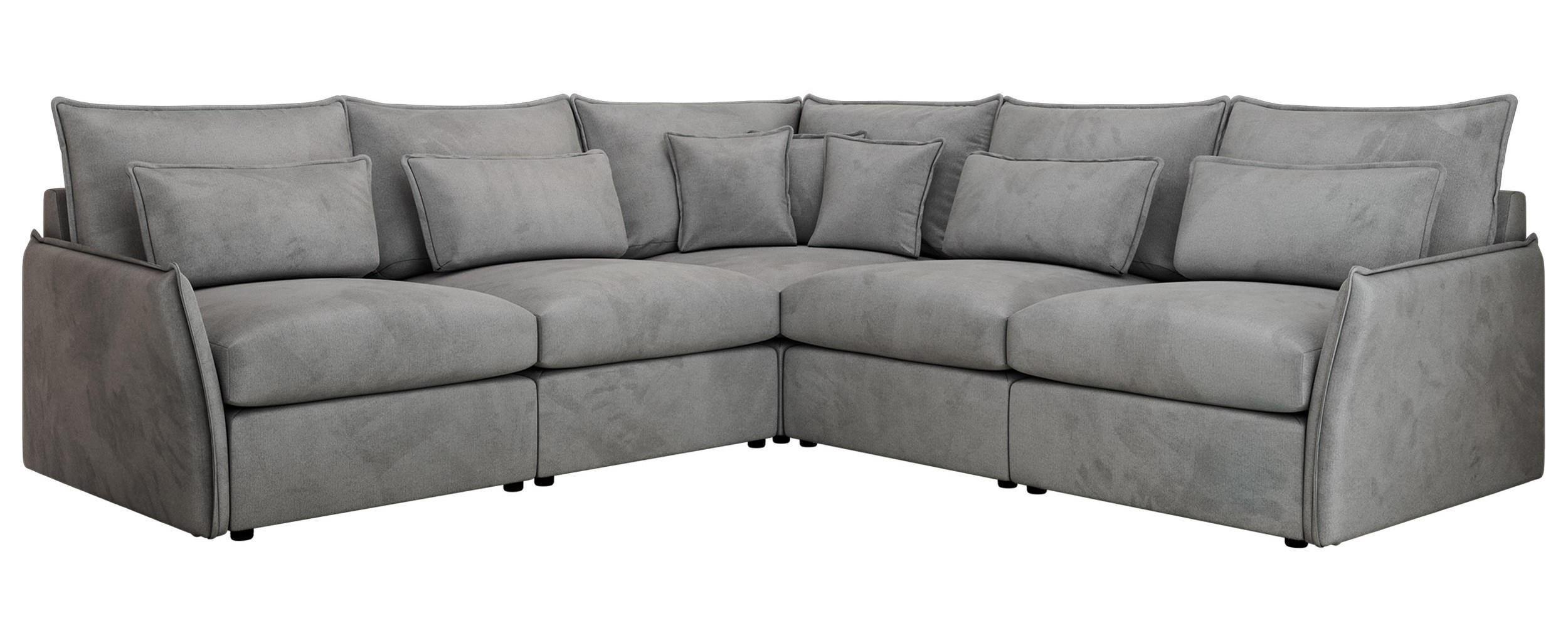 ECKSOFA VERSO L Hellgrau Velvet - Hellgrau/Schwarz, Kunststoff/Textil (270/270cm) - MKS